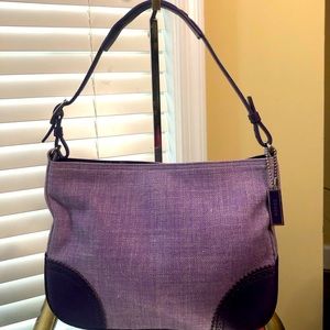 Purple Coach Hobo purse with leather trim